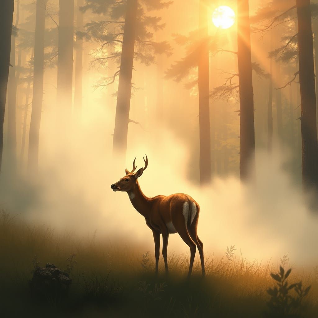 Deer in the mist