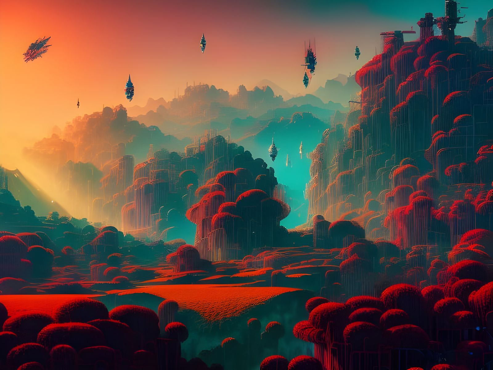 Surreal Hylics Landscape with Giant Television