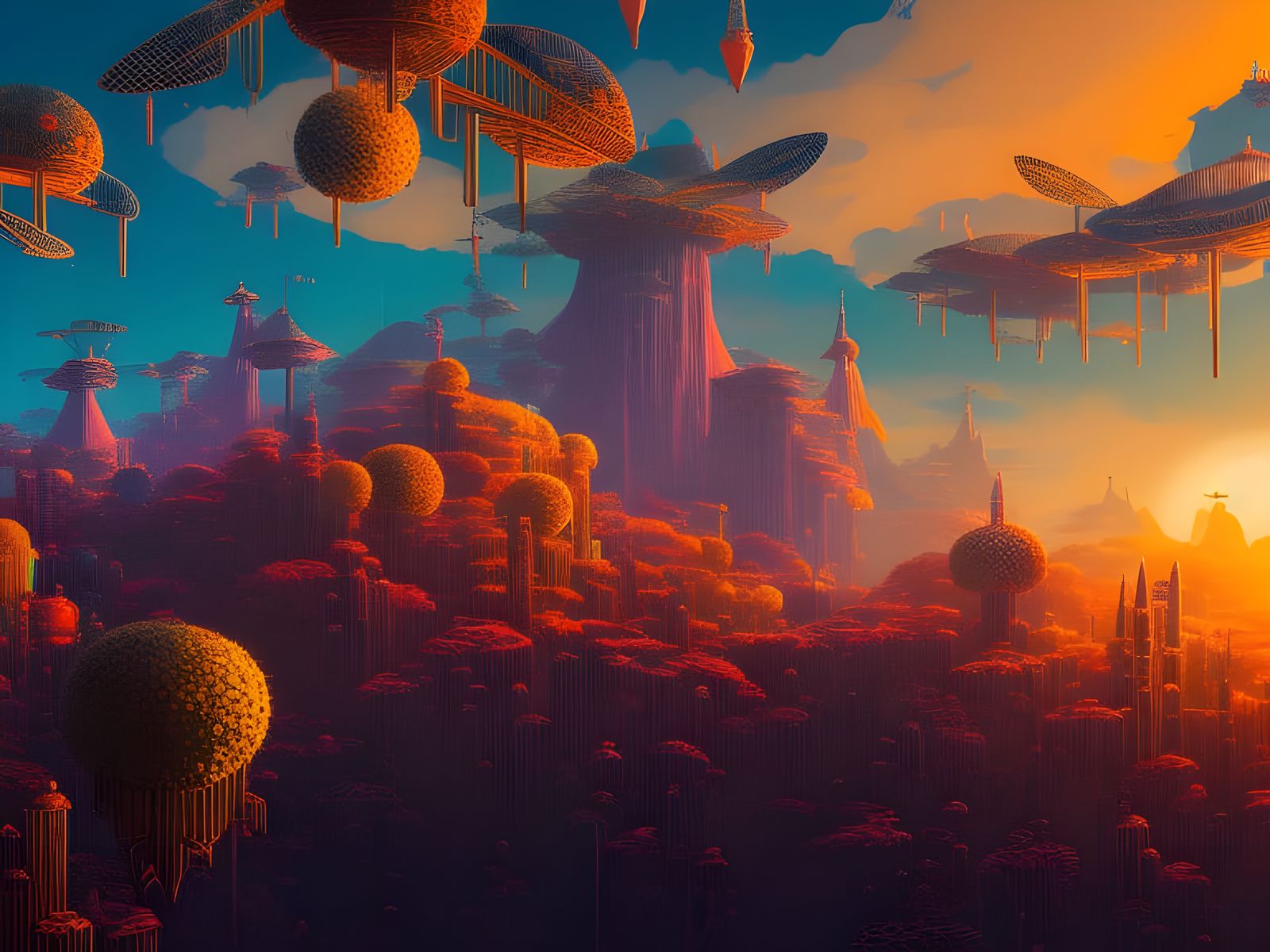 Surreal Hylics Landscape with Giant Television