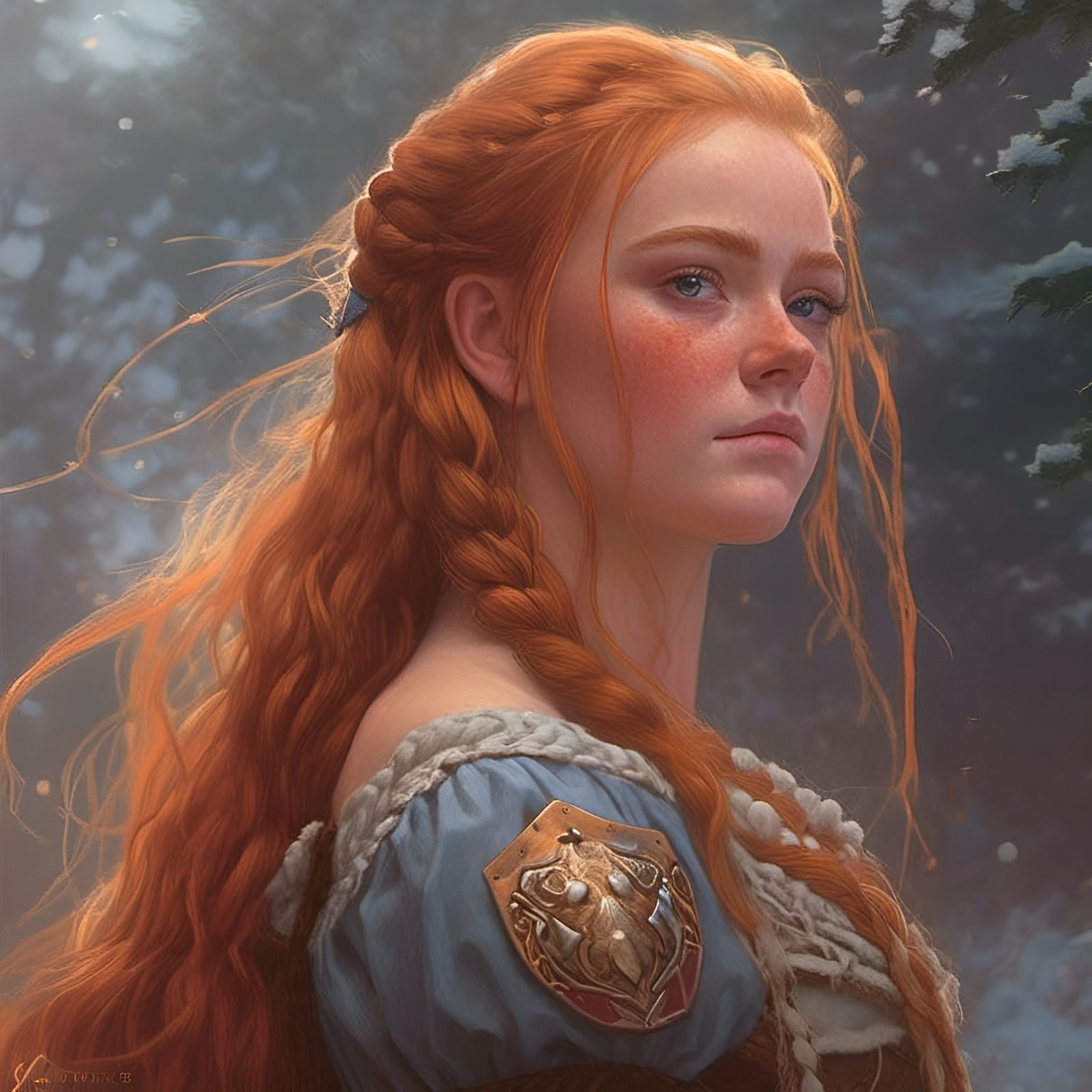 Viking Shieldmaiden Portrait in Ethereal Fantasy Style