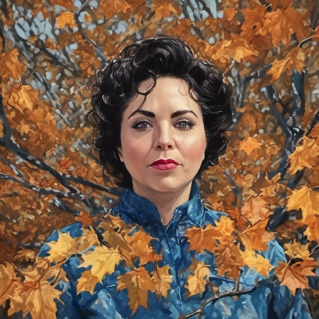 Hyperrealistic Woman in Autumnal Landscape