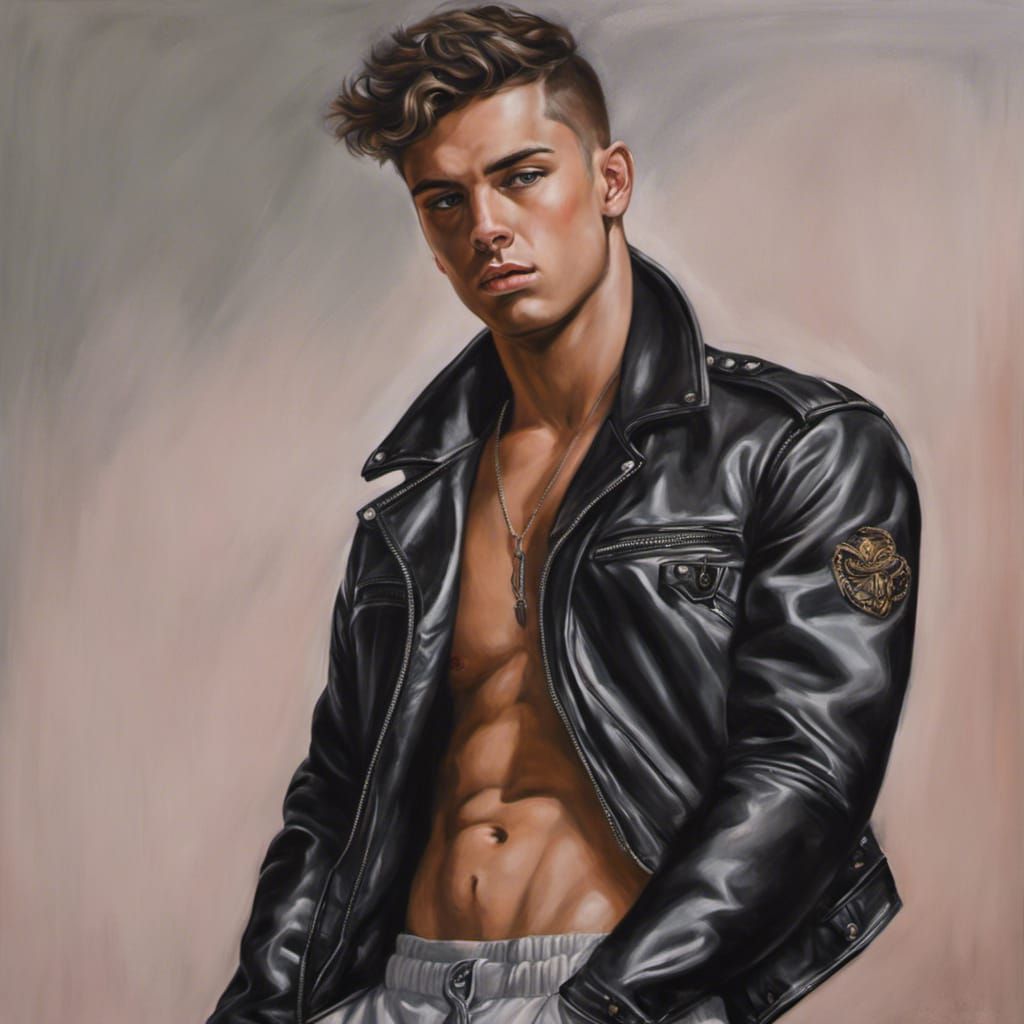 Photorealistic Painting of a Relaxed Young Man