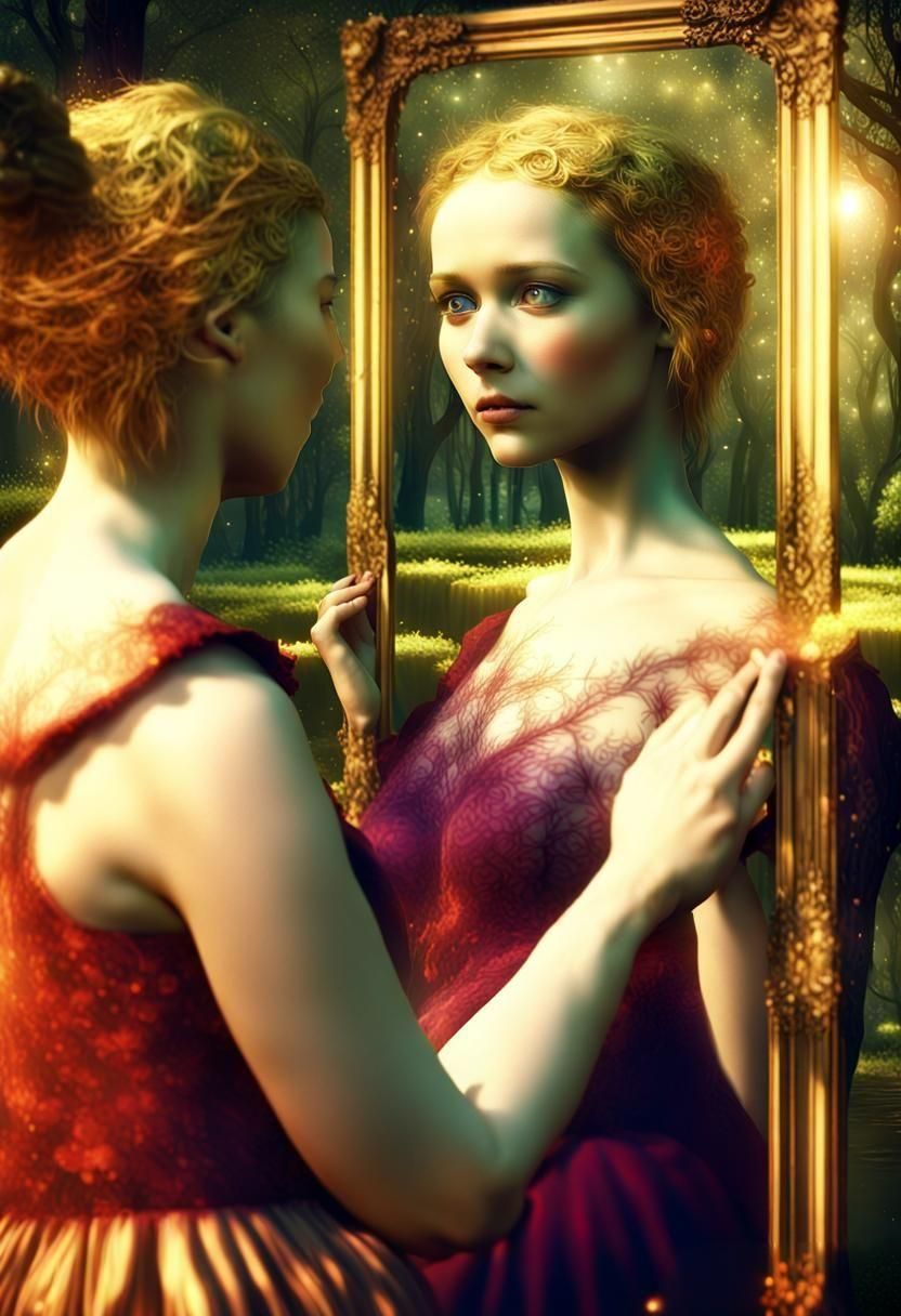 Biopunk Summer Pond Scene in a Magical Style