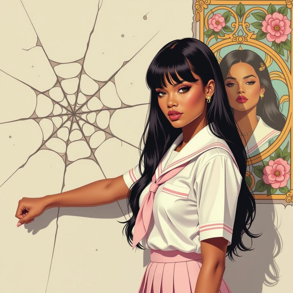 Rihanna in School Uniform Digital Art