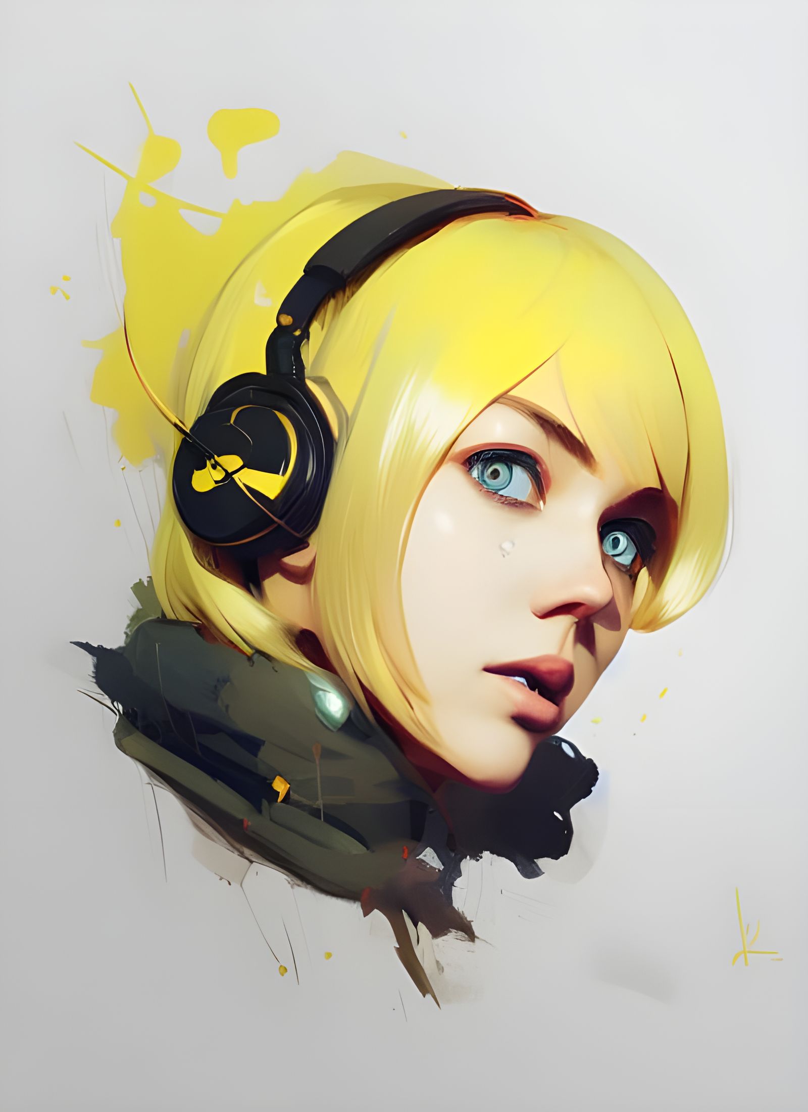 Attractive Blonde Girl Portrait with Yellow Eyes