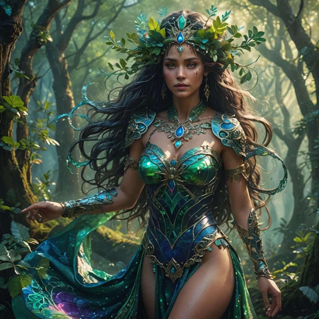Mystical Forest Woman in Ornate Attire