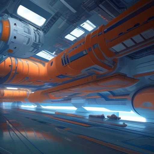 Space Station Cargo Bay: Hyperdetailed Concept Art