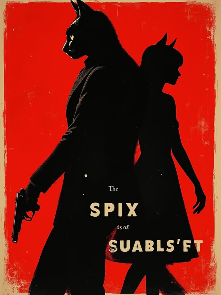 1960s Spy Movie Poster: Cat Agent & Femme Fatale