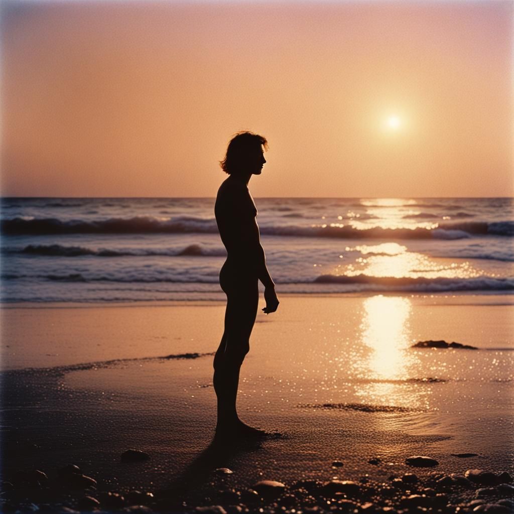 Golden Sunset: A Beach Photo of Youthful Freedom