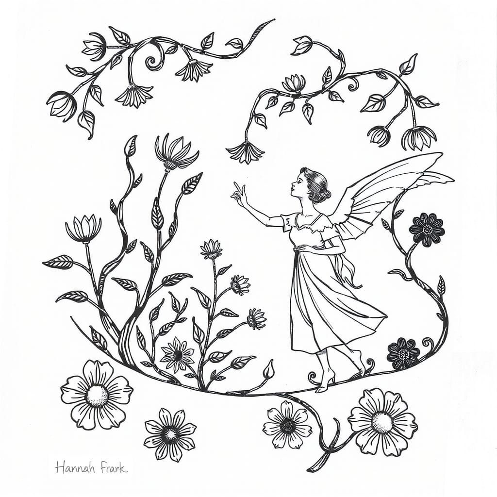 Mythical Creatures in an Ornate Botanical Garden