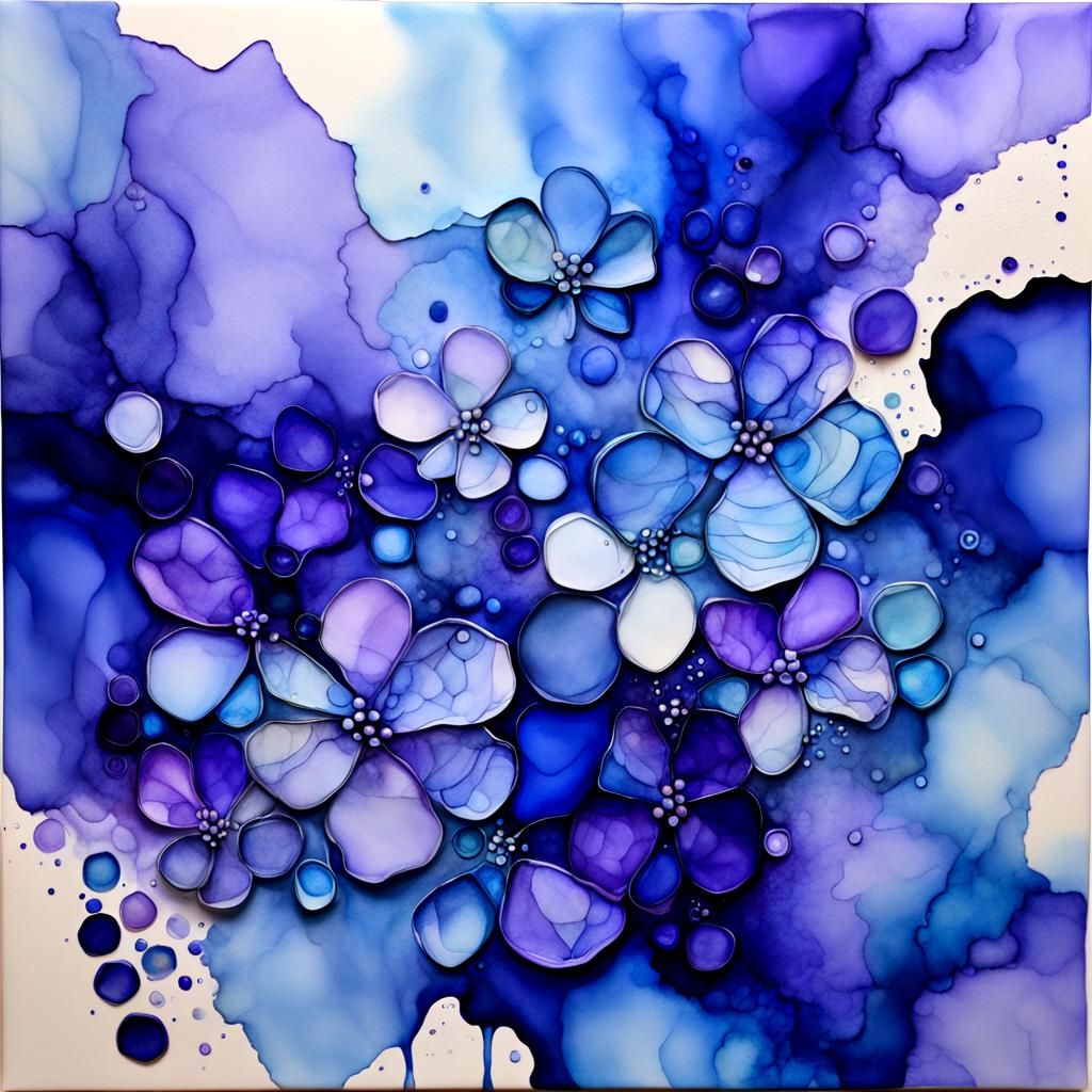Periwinkle Alcohol Ink Abstract Art