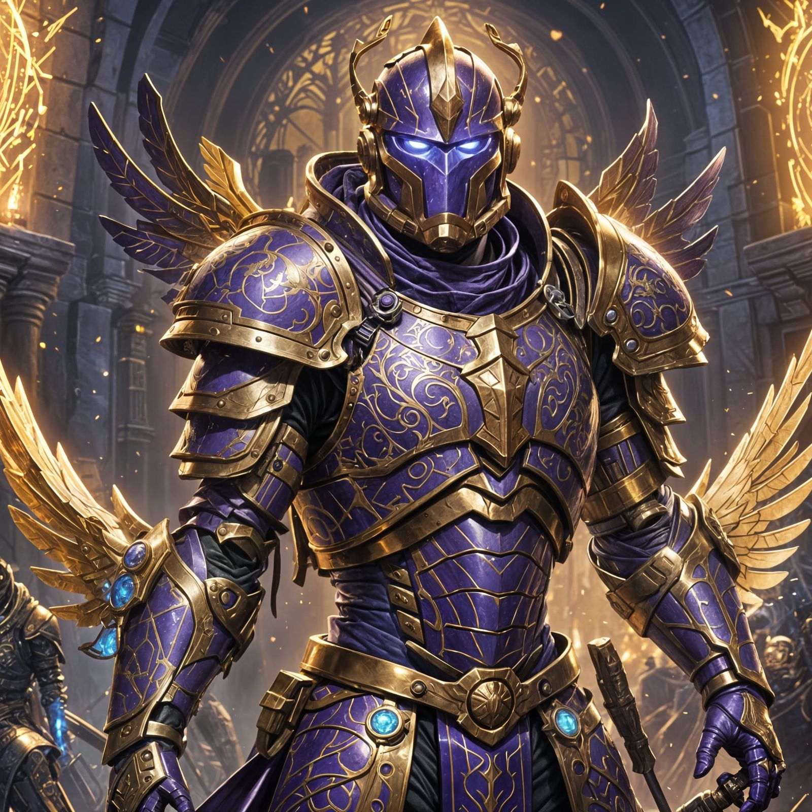 Warforged Artificer in Royal Armor with Steel Wings