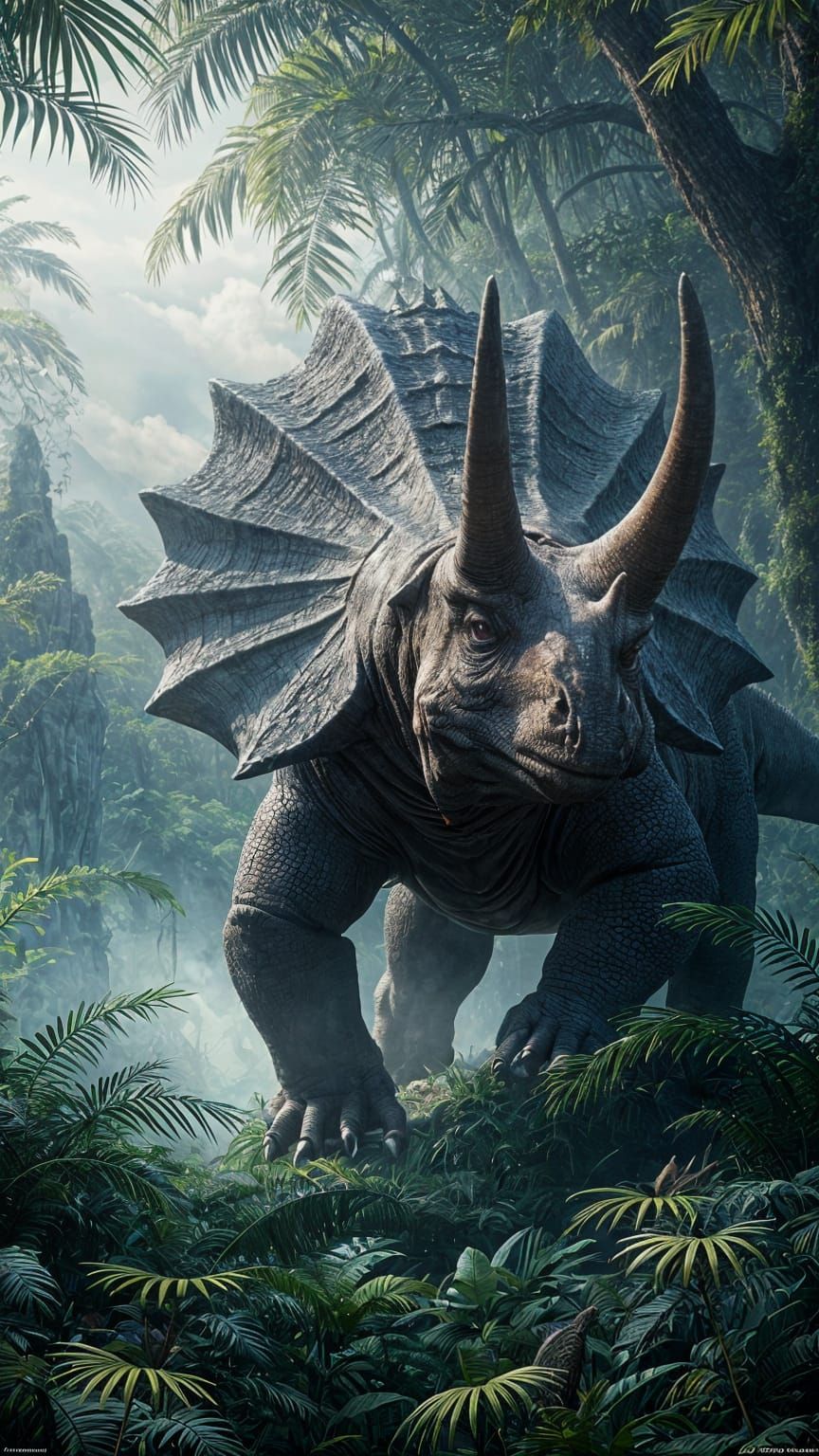 Surreal Jurassic Creature Emerges from a Fantastical Landsca...