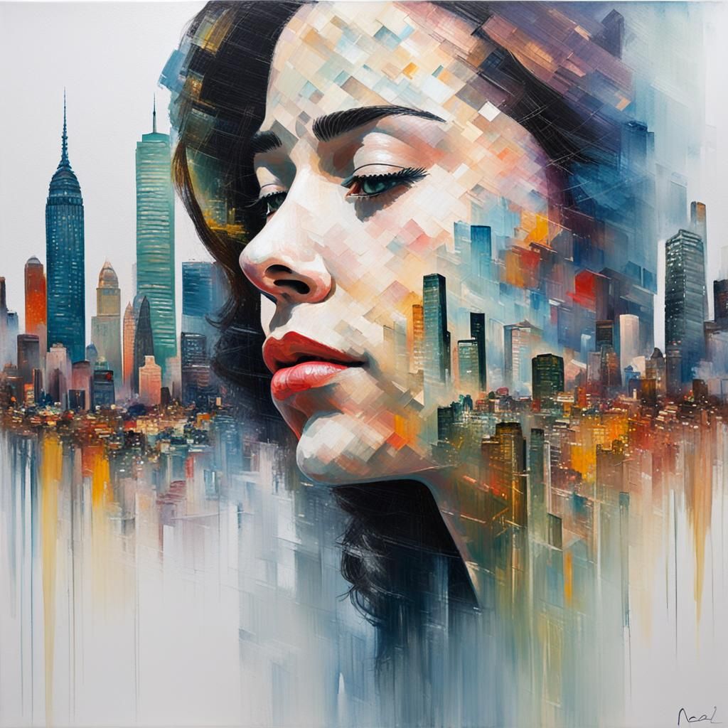 City Meets Face: An Expressionist Double Exposure