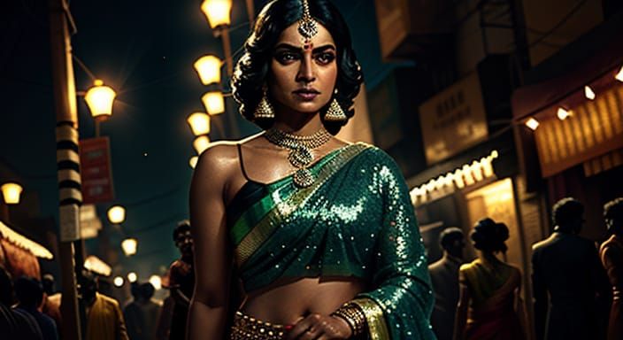 Mysterious Woman in Starry Bollywood Noir