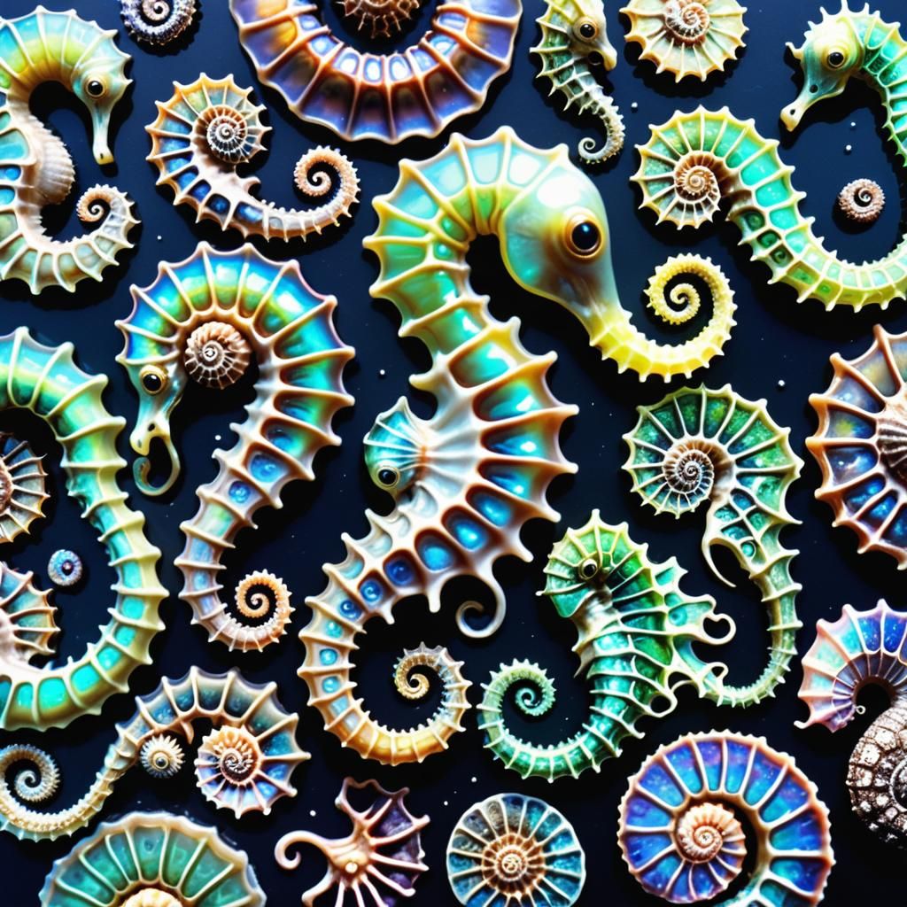 Bioluminescent Sea Creatures with Metallic Textures