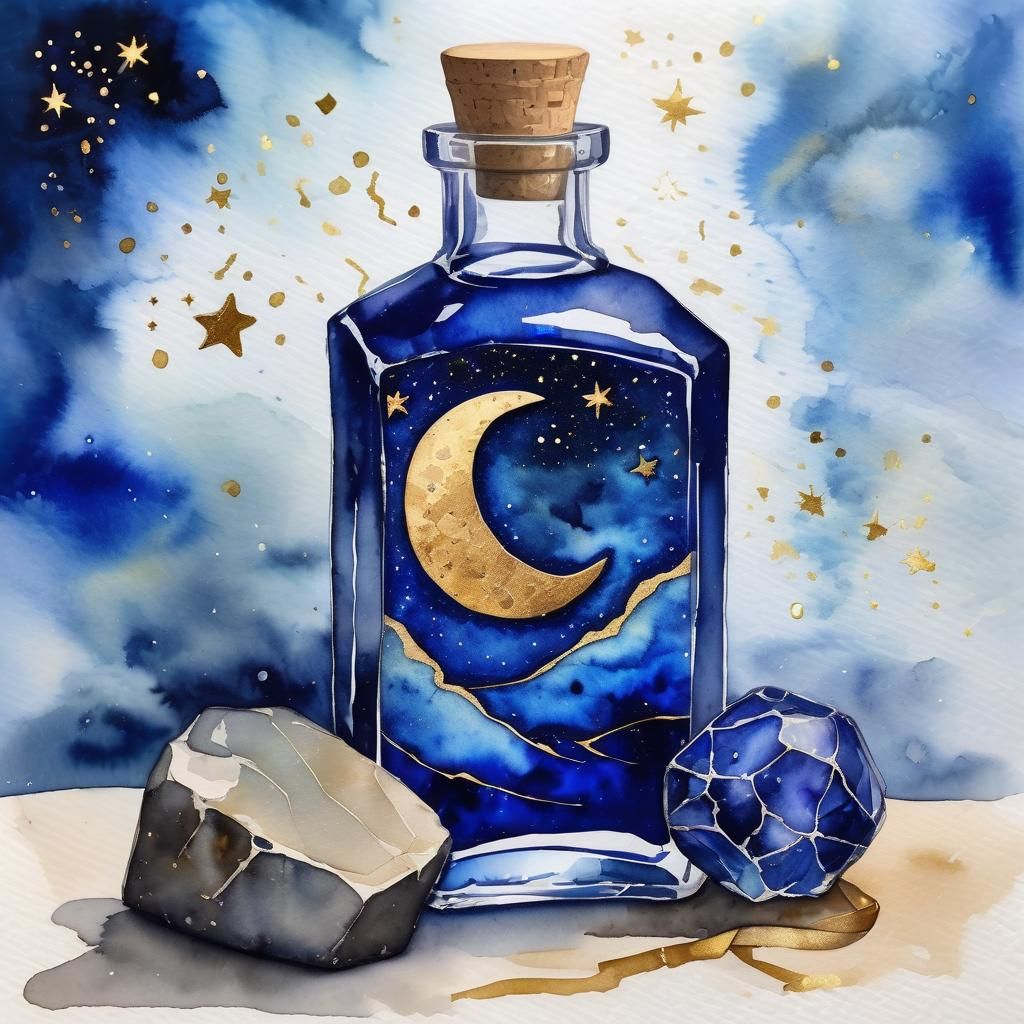 Starry Night Sky in a Bottle: Watercolor Kintsugi
