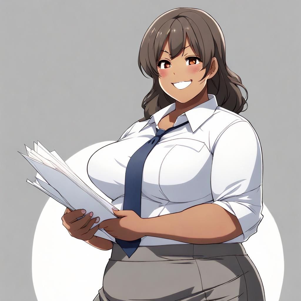 Overweight Office Lady in Anime Style