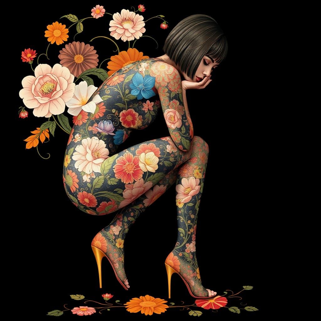 Floral Person in Art Nouveau Style