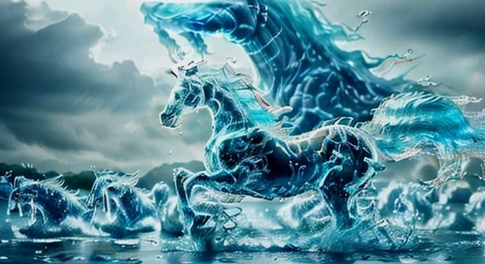 Ethereal Horses in Liquid Motion