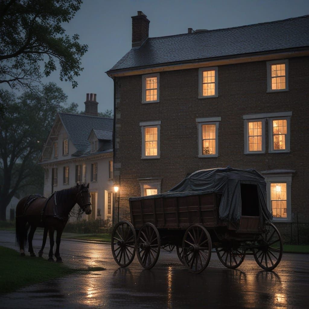 Regency Era Manor House at Nightfall