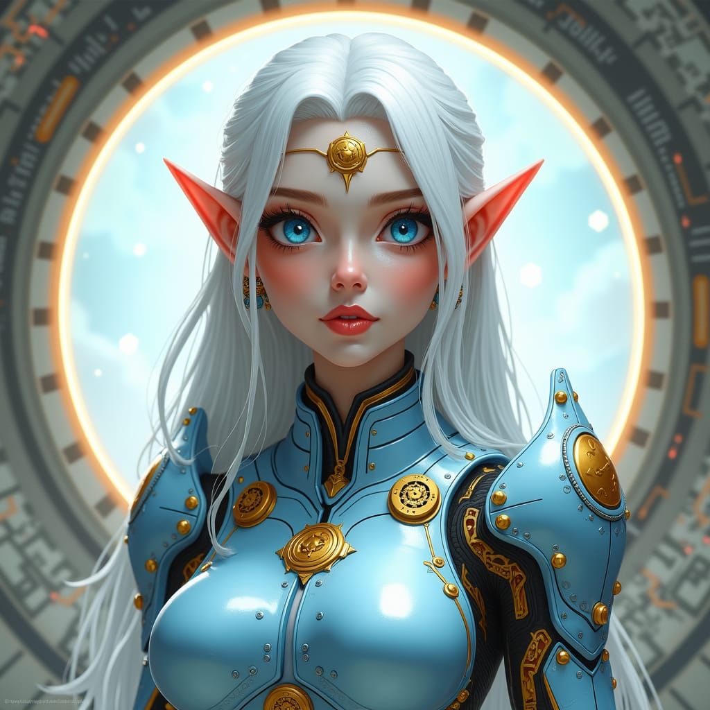Futuristic Elf Character in Detailed Digital Painting
