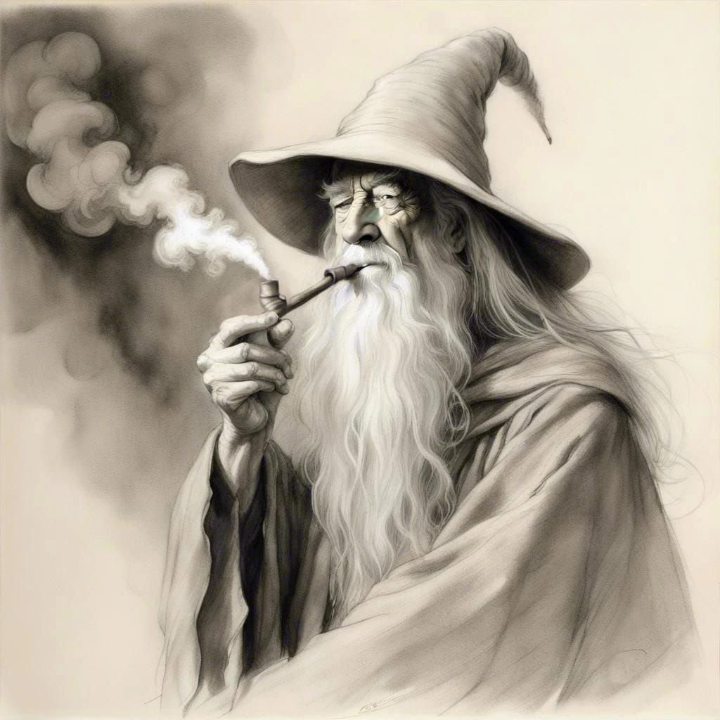 Hyperrealistic Graphite Sketch of a Wooden Pipe