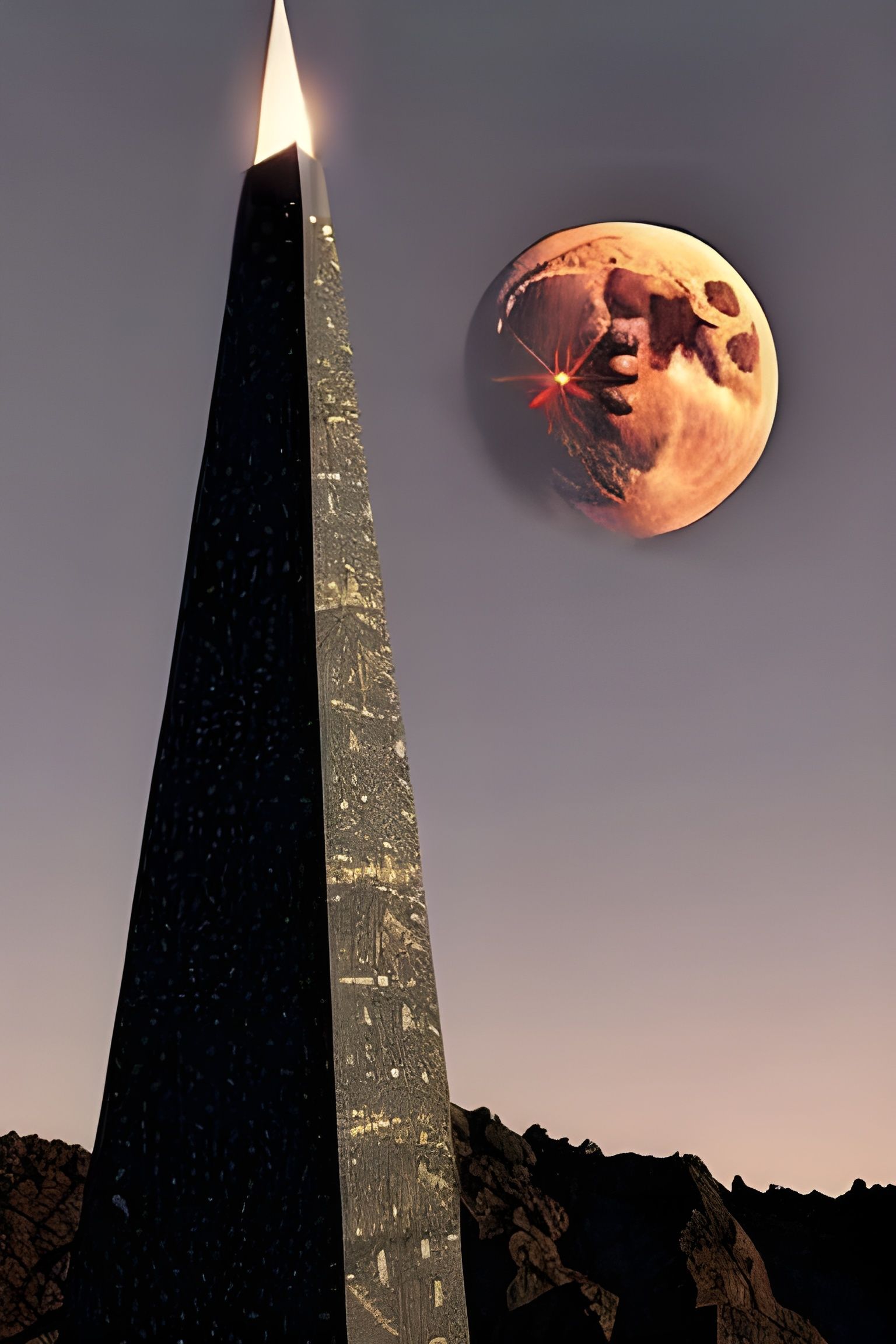 Monolith Bathed in Blue Moonlight, Digital Painting