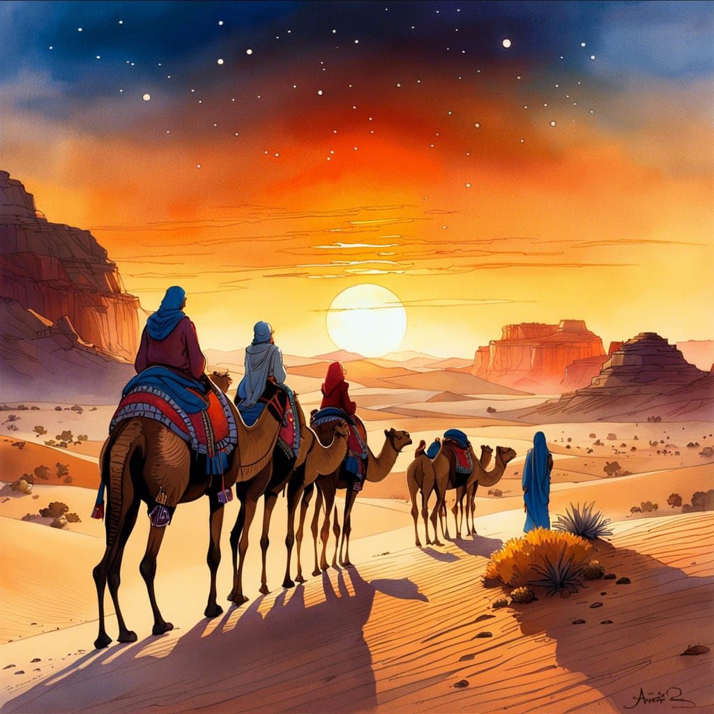 With Camels Through The Desert