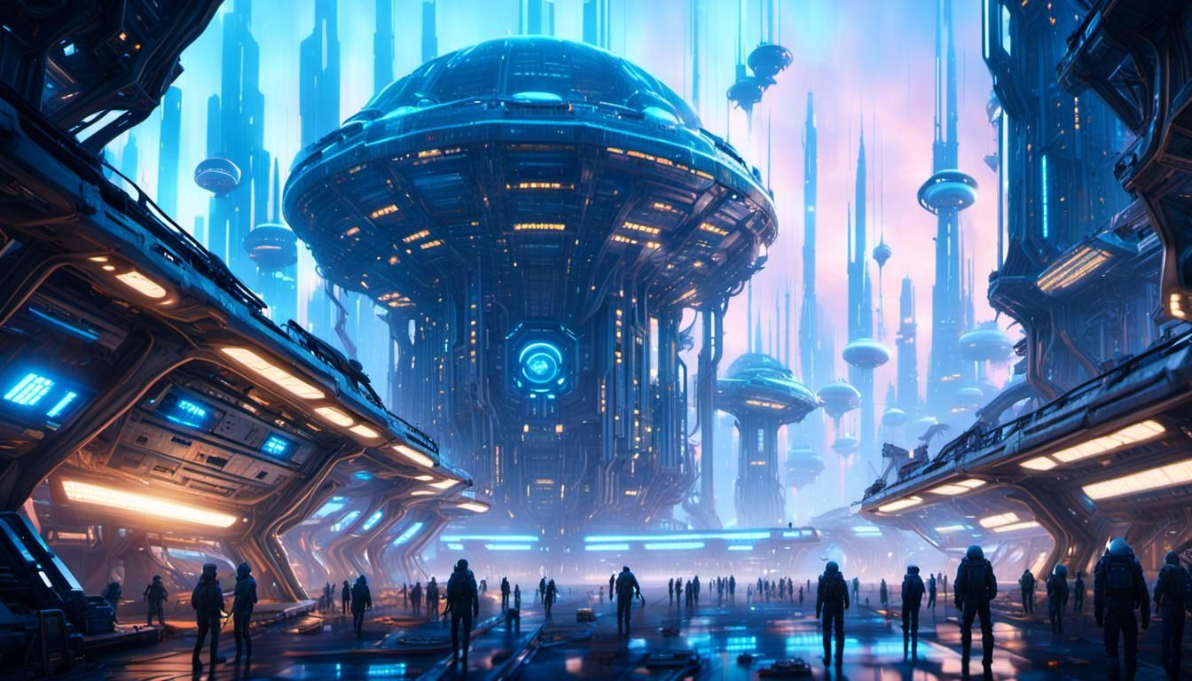 Surreal Sci-Fi Cityscape with Extraterrestrial Ecosystems