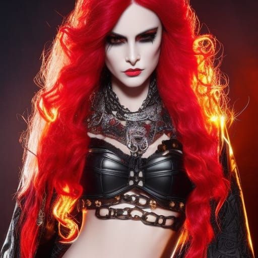 Gothic Night Elf with Neon Hair, Dark Academia Style