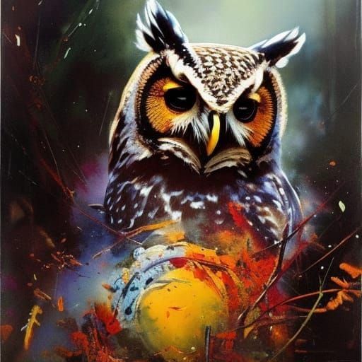 Owl Attacks Snake in Urban Realism Style