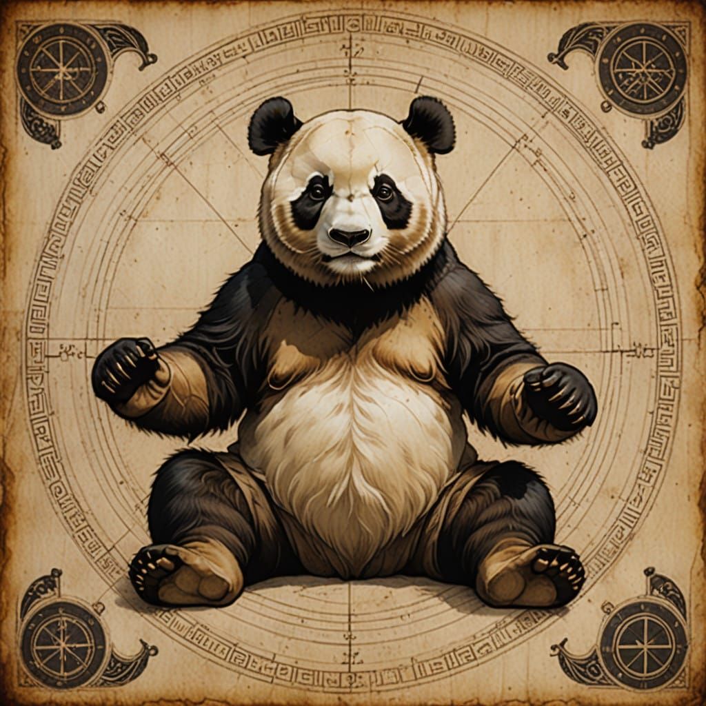 Vitruvian Panda in Classical Proportions