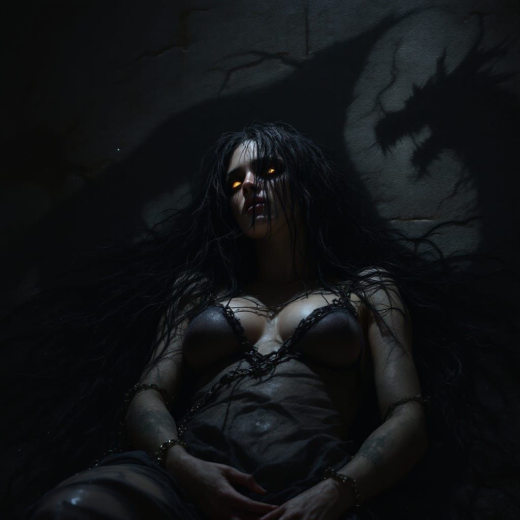 Dark Fantasy Queen Emerging from Shadows