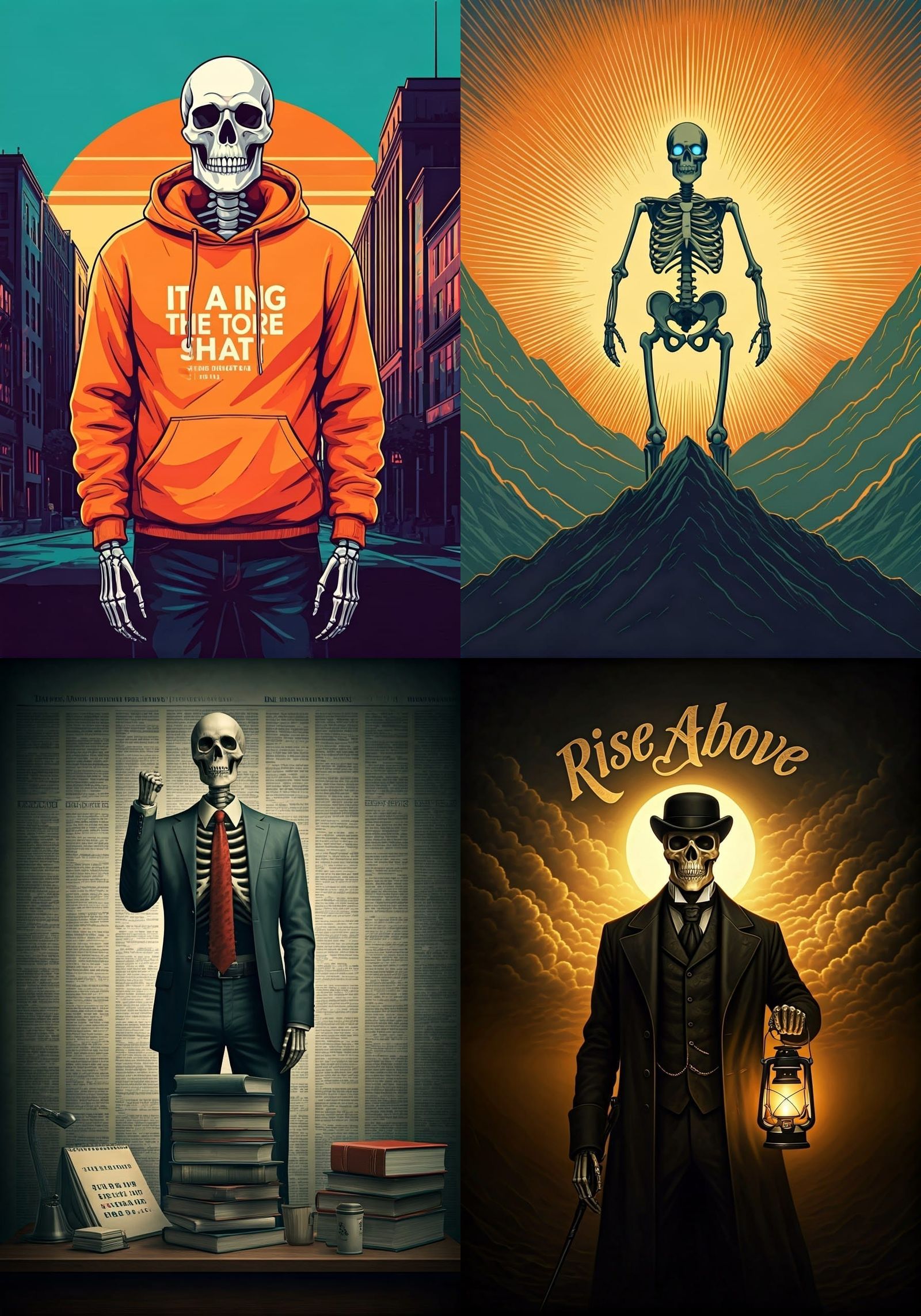 Vibrant Skeleton Embodies Resilience and Hope