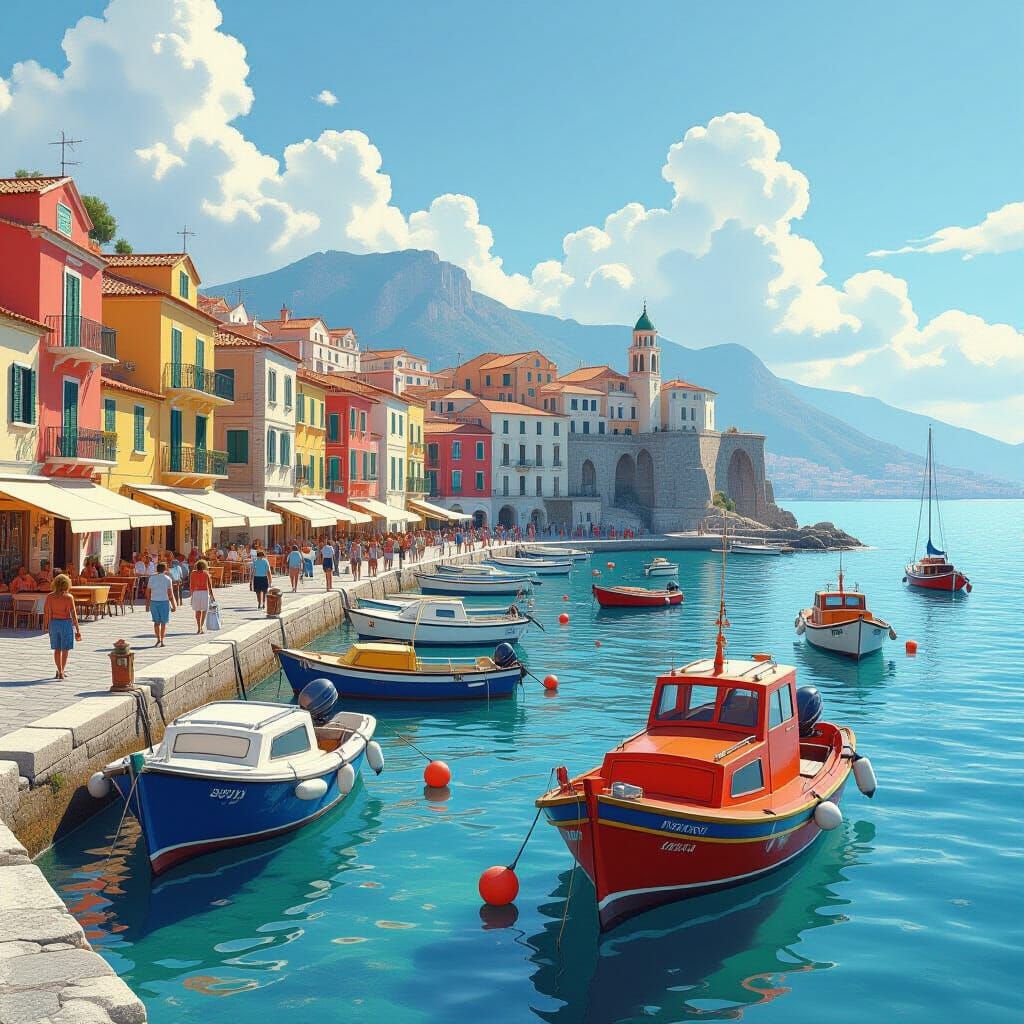 Naples Mediterranean Coast: Realistic Pictorial Seascape