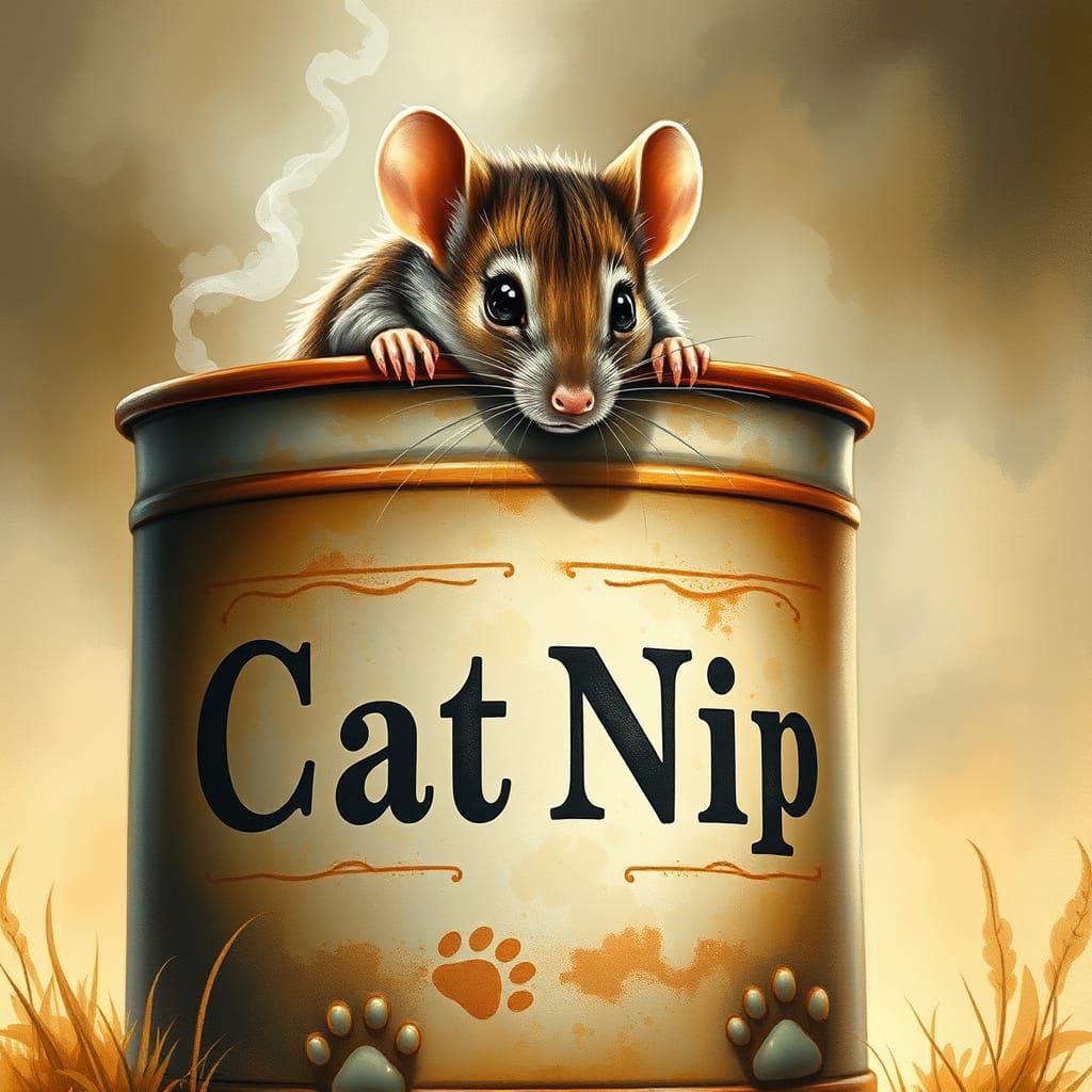 An adorable watercolor alcohol ink image of a large can labe...