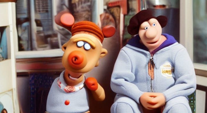 Wallace and Gromit in Umbro Tracksuits