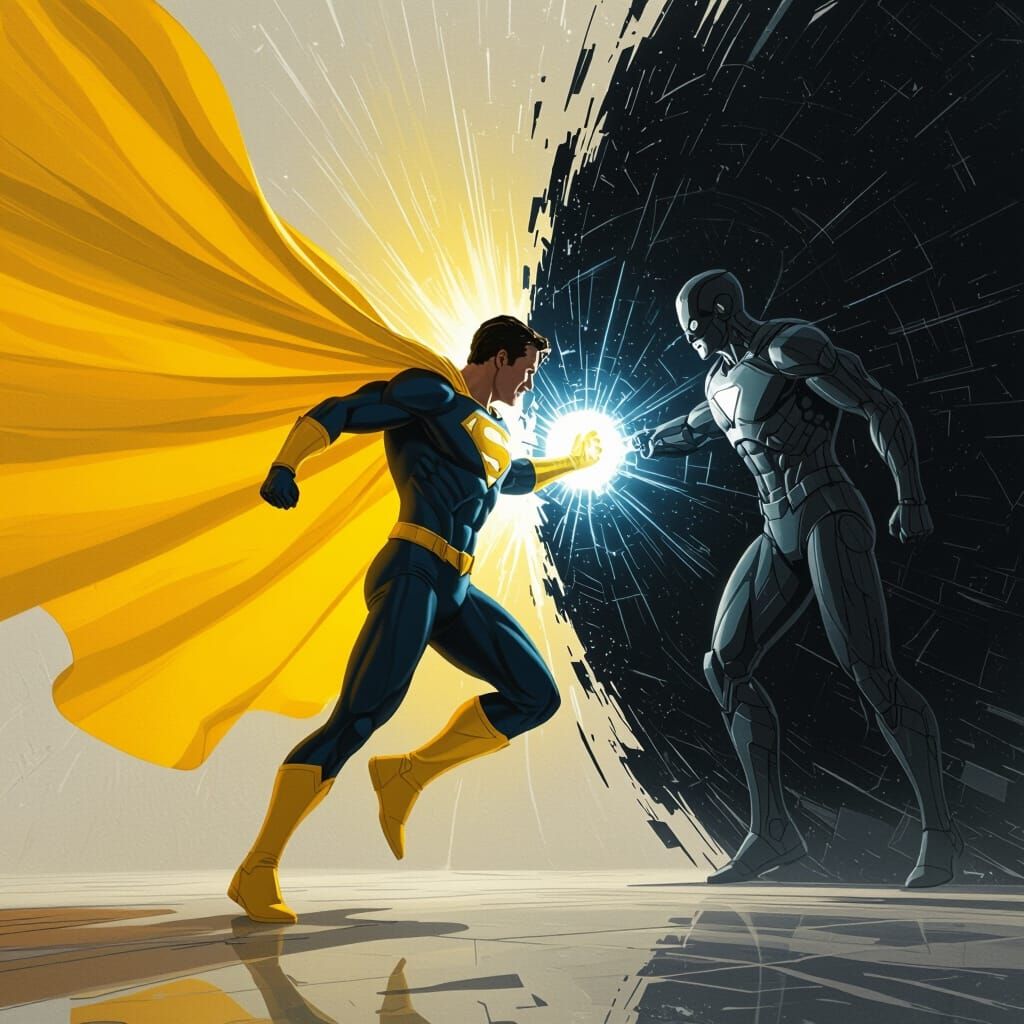 Superhero Creates Vortex to Absorb Shadow