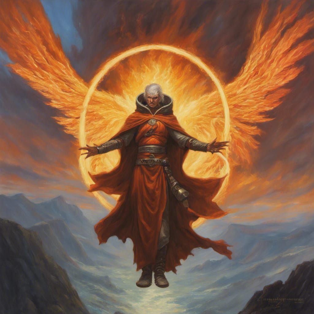 Aasimar with Angelic Halo in Fire Nation Outfit