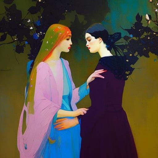 Lush Garden Scene in Oil on Canvas Style