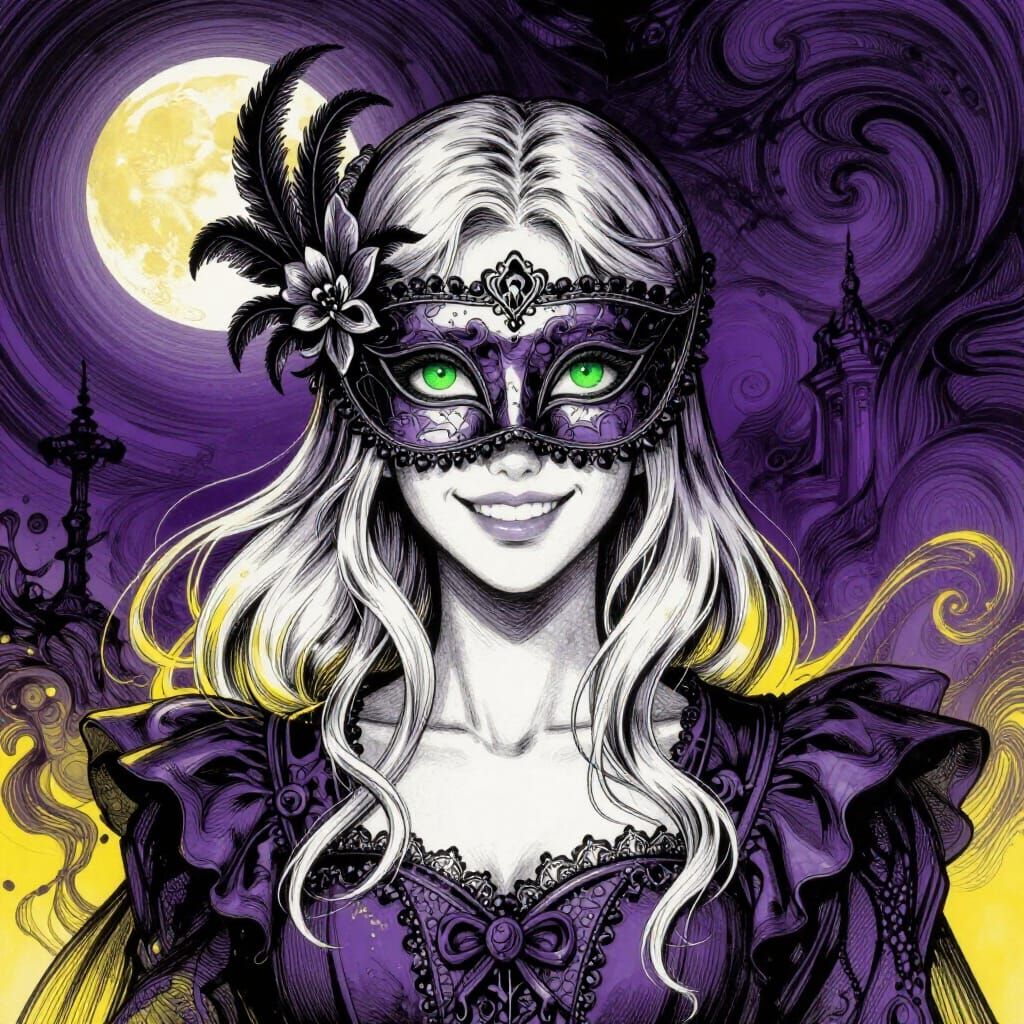 Masquerade Ball Beauty in Alcohol Ink Style