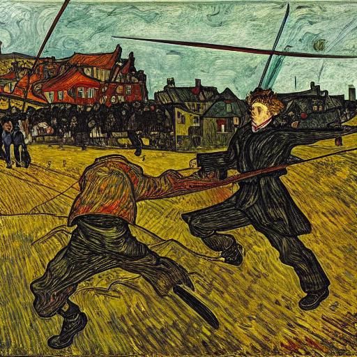 Winds Clash: An Impressionistic Battle Scene