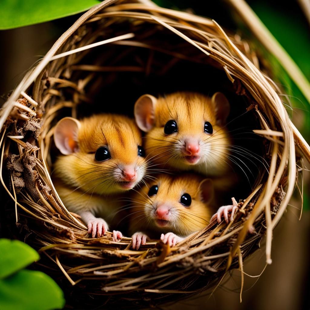 Baby dormice in their nest