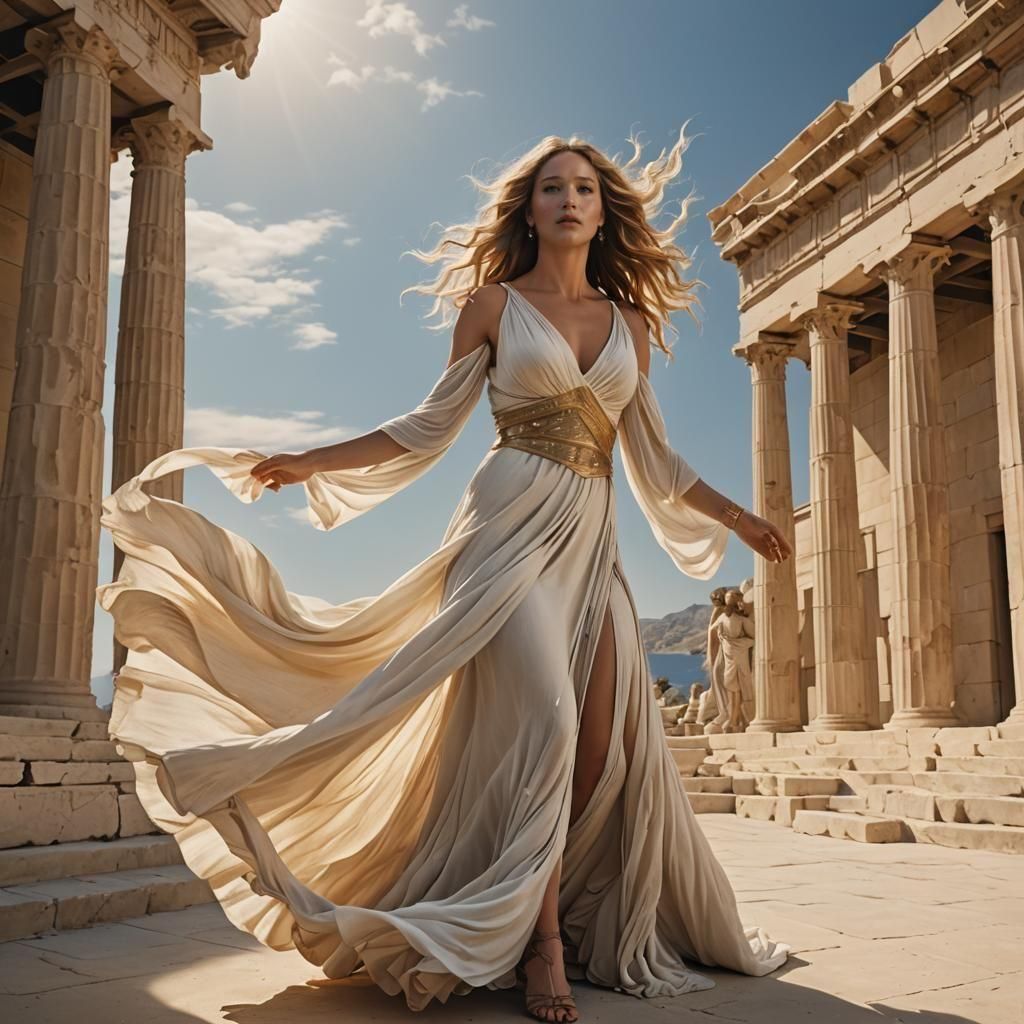Jennifer Lawrence serving Greek goddess eleganza