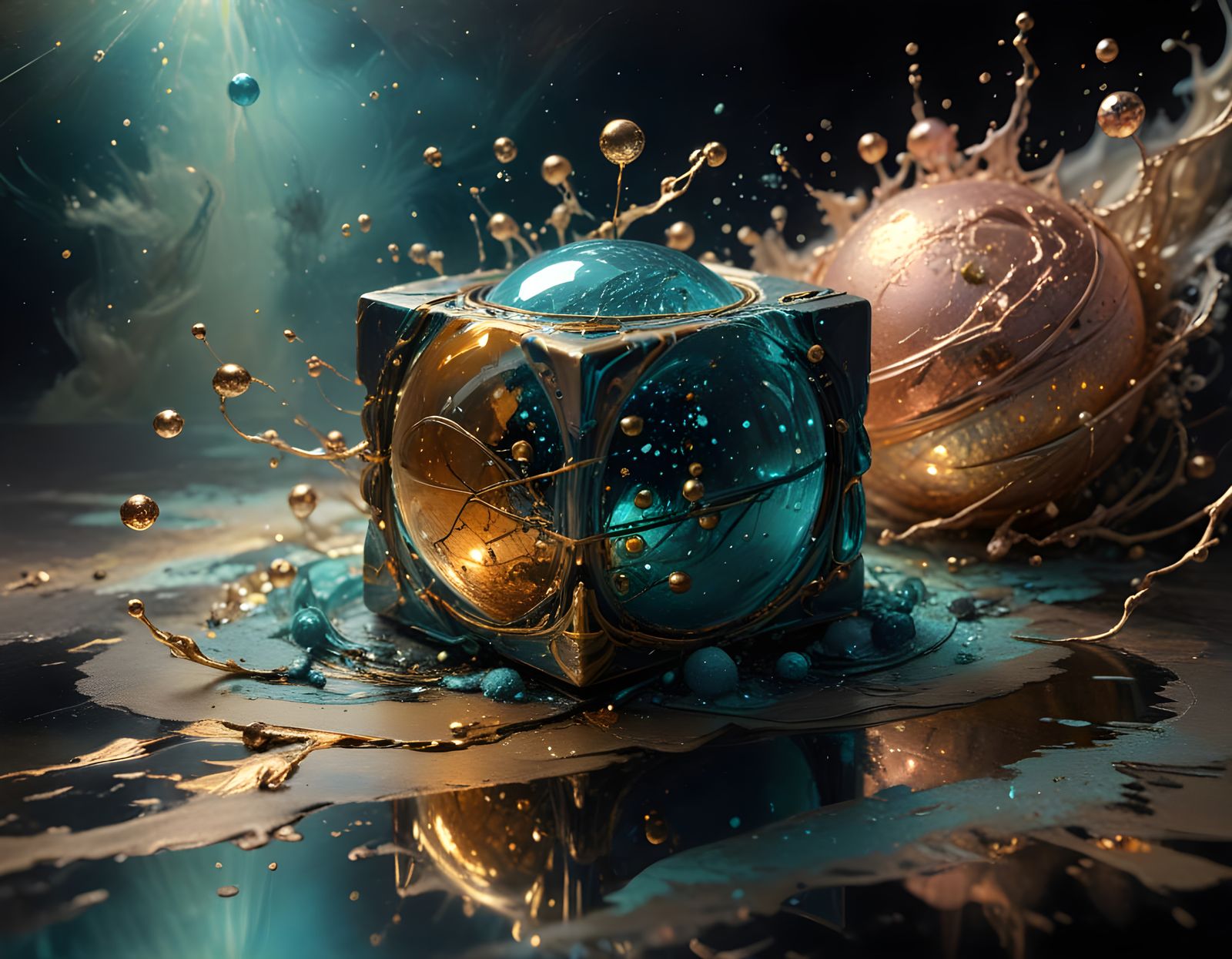 Bioluminescent Landscape in Soft Impasto Painting Style