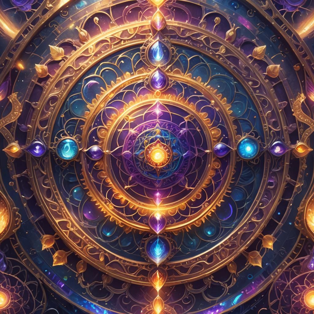 Chakras Surrounded by Glowing Aura in Fantasy Art