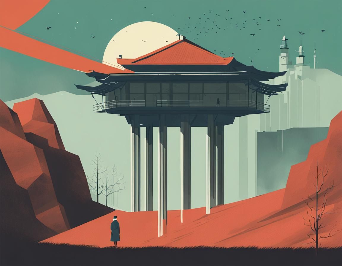 Minimalist Person on Hill Drawing