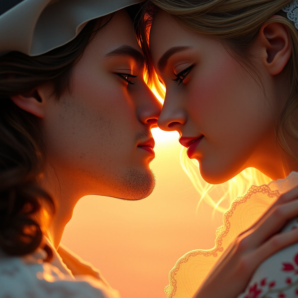 Dreamy Portrait of Lovers in a Romantic Moment