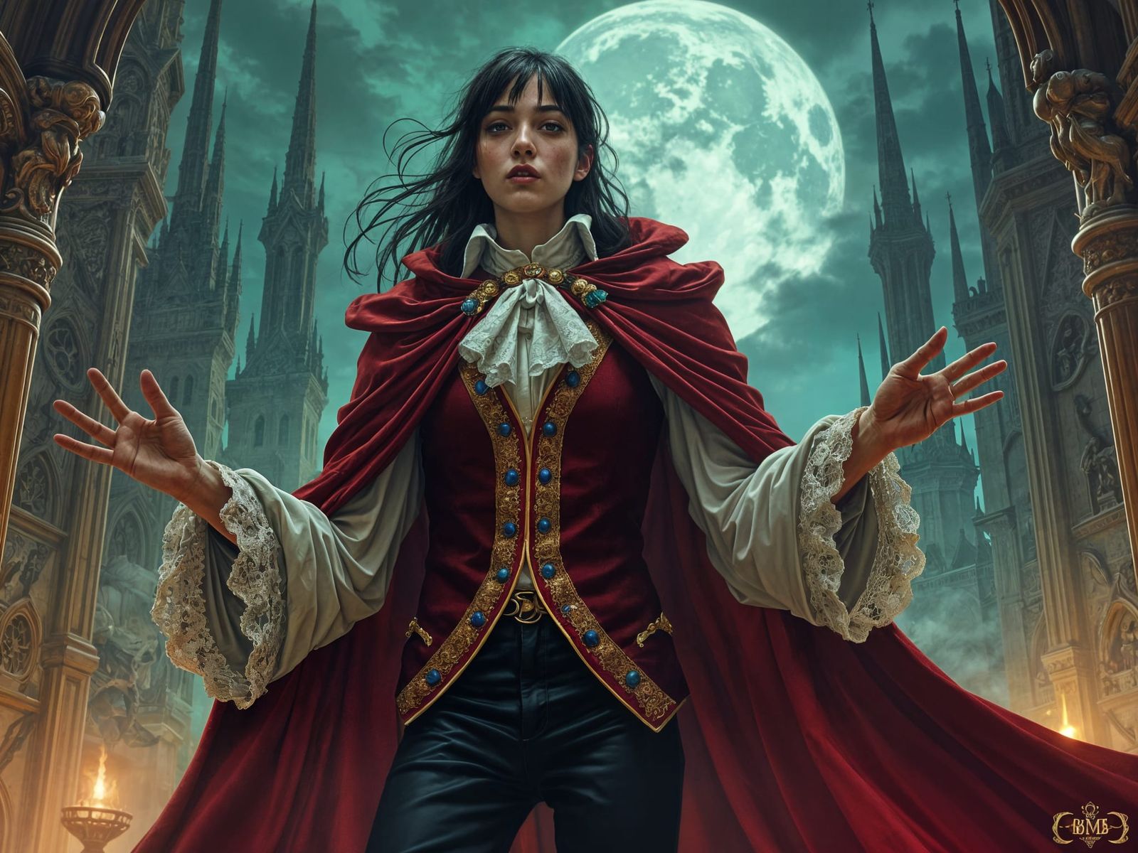 Baroque Gothic Noble in Retrofuturist Metropolis